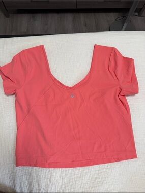 lululemon athletica Coral V-Neck Short Sleeve Active Tee